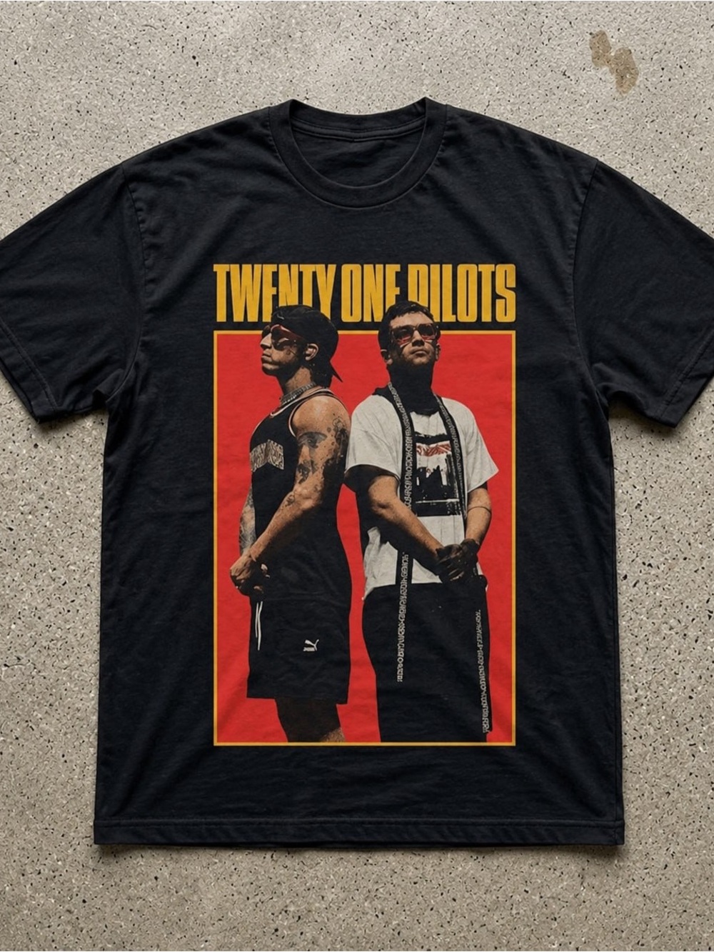 Black - Twenty One Pilots Graphic Tee with Red & Yellow Print